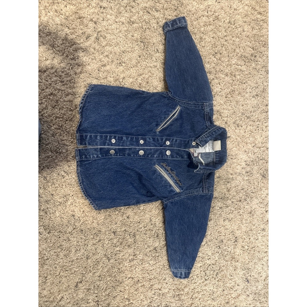 Harley-Davidson Denim‎ shirt Infant 18 months Blue Long Sleeve Cotton